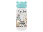 Bonvibes-Giftshop Drinkbeker met naam beren oortjes blauw | Bosdiertjes grijs