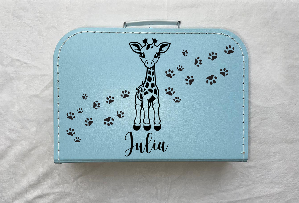 Bonvibes-Giftshop Koffertje met naam | Cute giraf | Blauw