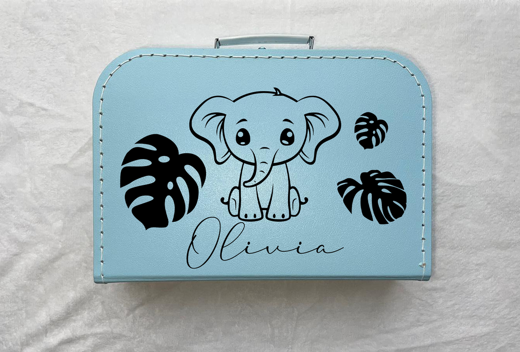 Bonvibes-Giftshop Koffertje met naam | Cute olifant | Blauw