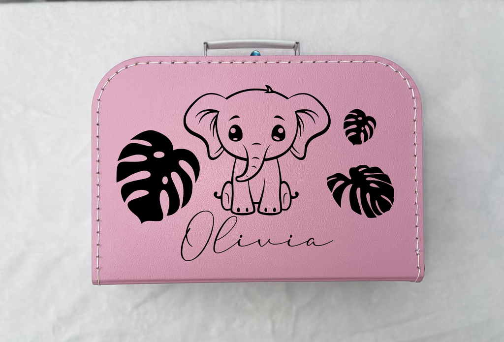 Bonvibes-Giftshop Koffertje met naam | Cute olifant | Roze