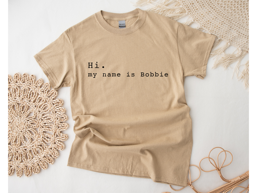 Bonvibes-Giftshop T-shirt met naam | Hi. my name is ... Sand