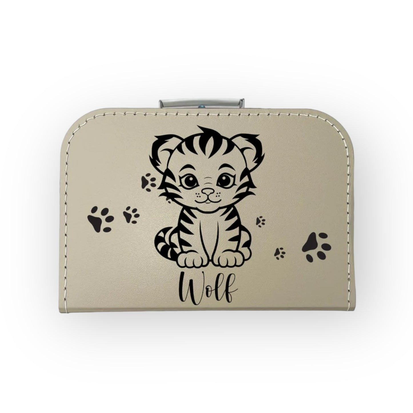 Bonvibes-Giftshop Koffertje met naam | Cute luipaard | Beige/Sand